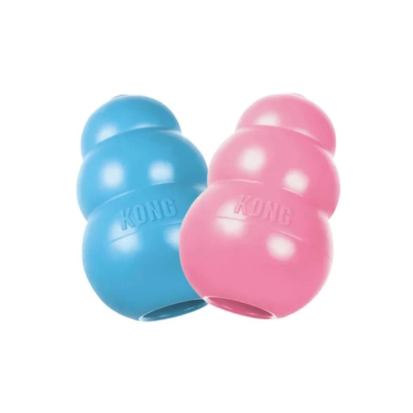 kong puppy toy in pink and blue